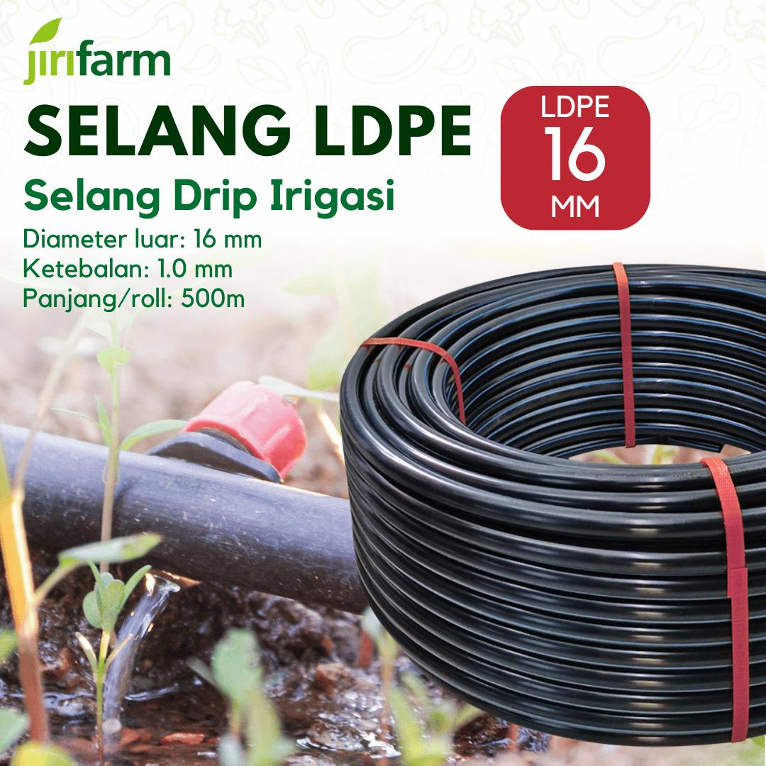 JIRIFARM - Selang LDPE 16 mm  Lubang jarak 20 cm untuk sistem Drip driplane