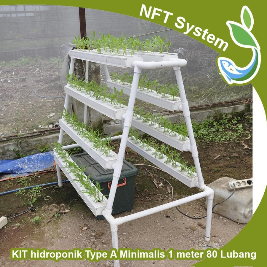 Kit Paket TanamHidroponik NFT Type A Minimalis 1 M tr 80 Lubang Tanam