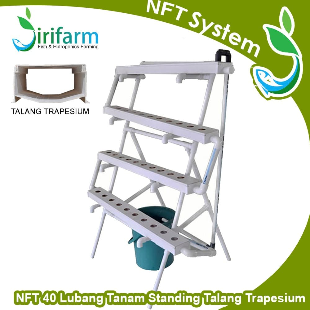 Jirifarm Paket Starterkit NFT w/ Standing 40 Lubang Tanam - Talang Trapesium