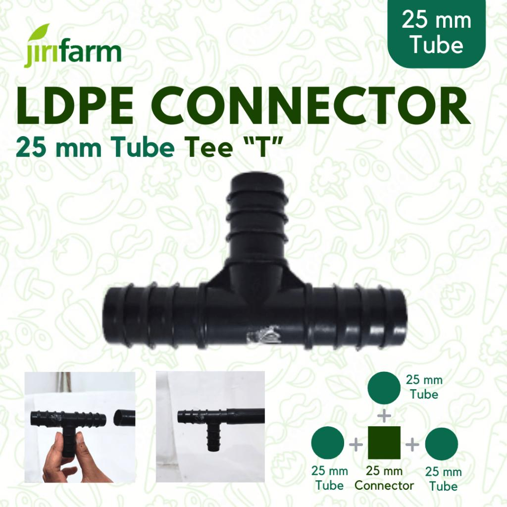 JIRIFARM - Barb Connector Tee T 25mm Konektor Keran Selang PE Irigasi Hidroponik LDPE 25 mm
