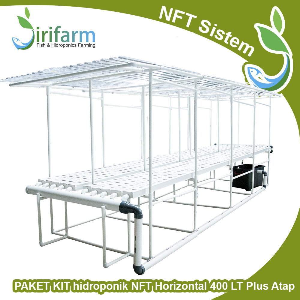 Paket Tanam Hidroponik NFT Horizontal 4 M 400 LT Trapesium Plus Atap