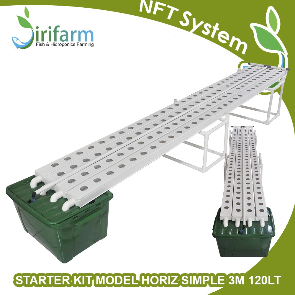 Jirifarm Paket Tanam Hidroponik NFT Horisontal SIMPLE 3M 120 Lubang Tanam