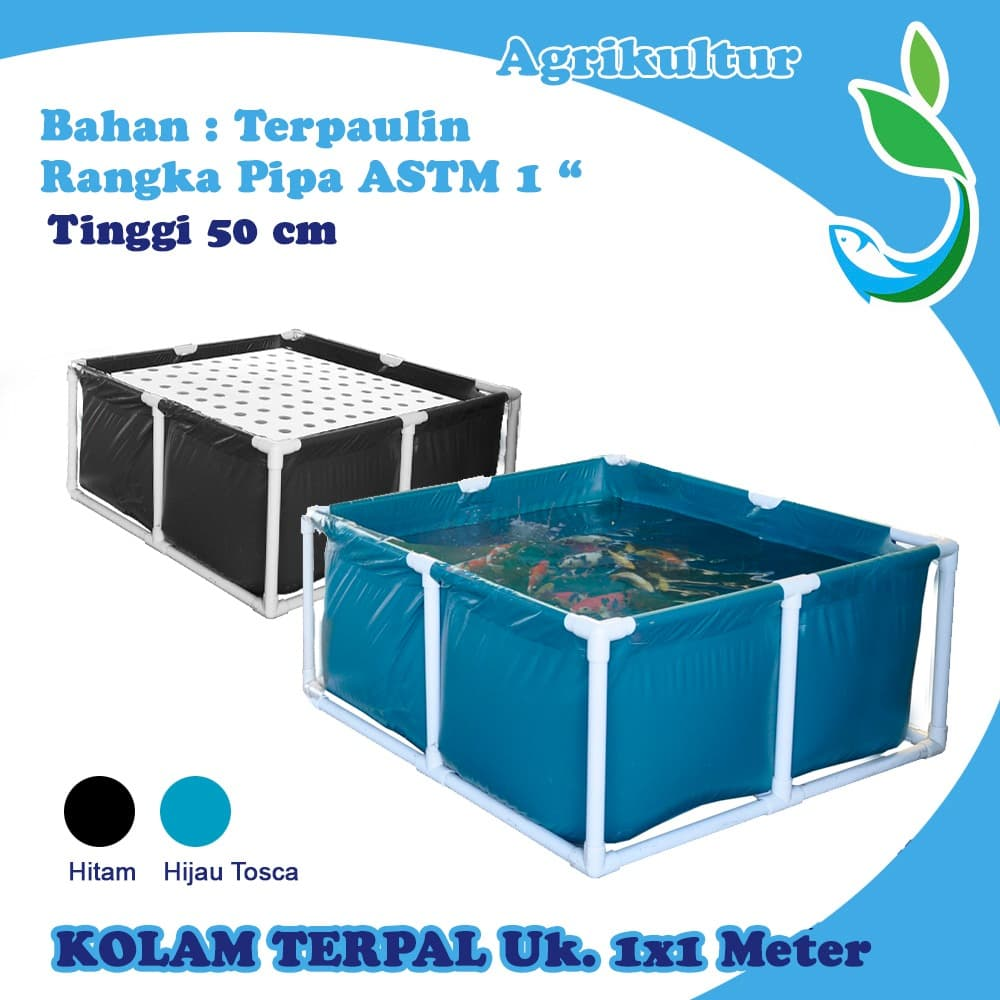 KOLAM TERPAL 1X1x0.5 / Kolam Ikan Terpaulin KUAT Pengganti Kolam Fiber