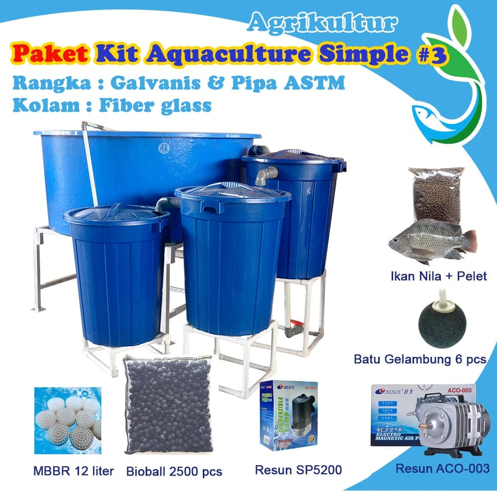 Paket Kit Aquaculture Simple #3 / Akuakultur Kolam ikan + filter