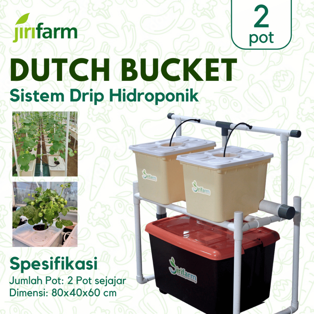 Jirifarm Hidroponik Sistem Dutch Bucket 2 Pot Diameter 10 cm