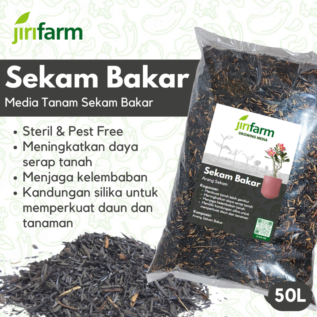 JIRIFARM - Sekam Bakar Arang Sekam Metan Campuran Untuk Media Tanam 50 Liter
