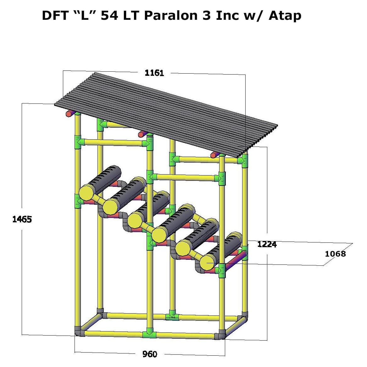 Paket tanam hidroponik Kit DFT tipe L Datar 54 Lubang Tanam Plus Atap