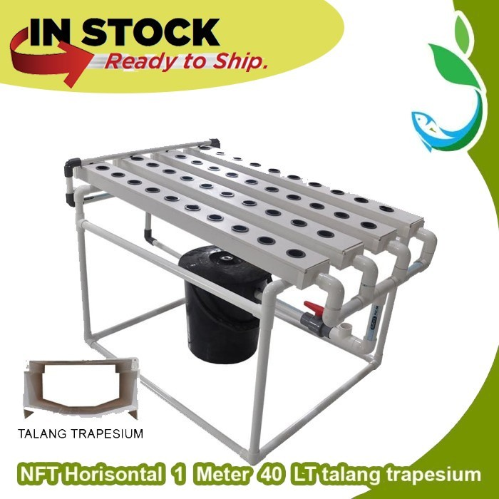 Paket Tanam Hidroponik NFT 40 LT Horisontal Trapesium Plus Penyangga Daun Tanaman