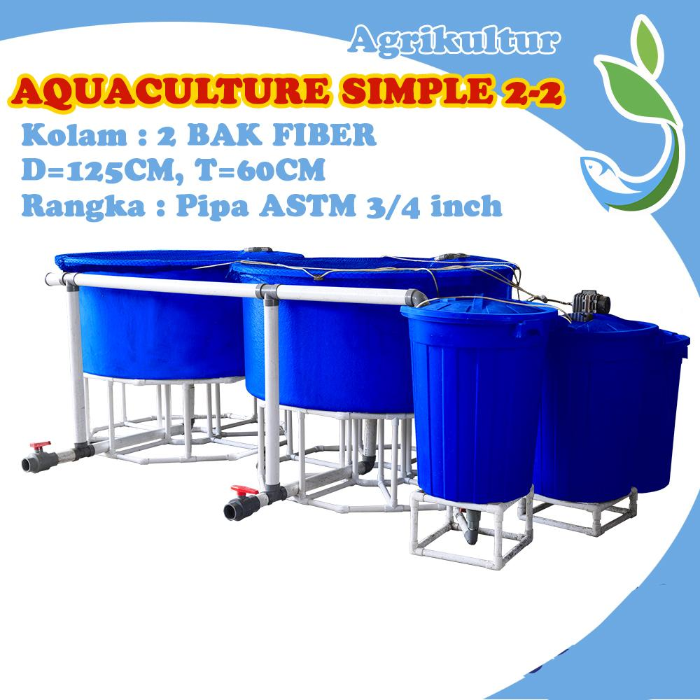 Paket Kit Aquaculture Simple 2-2 / 2 BAK FIBER D=125CM, T=60CM +filter