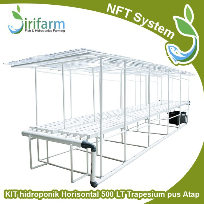 Paket Tanam Hidroponik NFT Horizontal 5 M 500 LT Plus Atap Solartuff