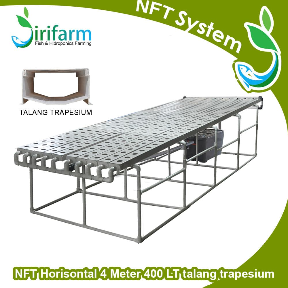 Jirifarm Paket Tanam Hidroponik NFT Horizontal 4 M 400 LT Trapesium