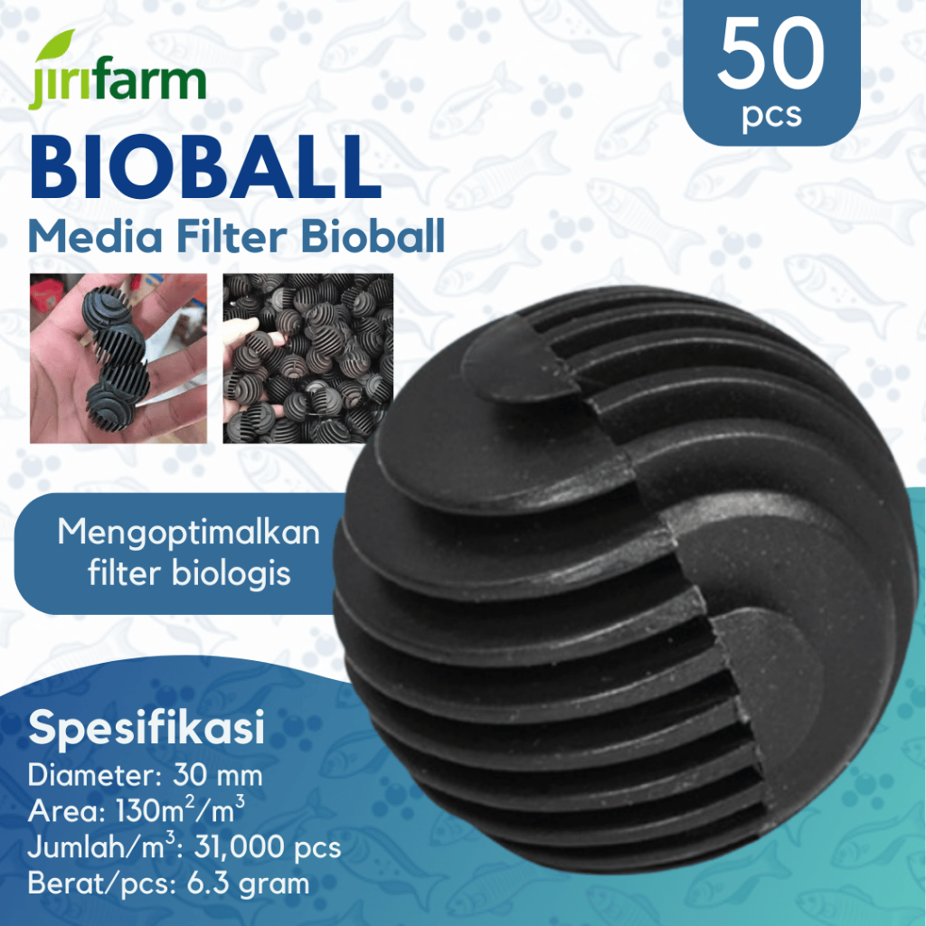 JIRIFARM - Bio Ball / Bioball Bulat Filter Kolam Ikan Koi Akuarium Bulat 50pcs dengan Jaring