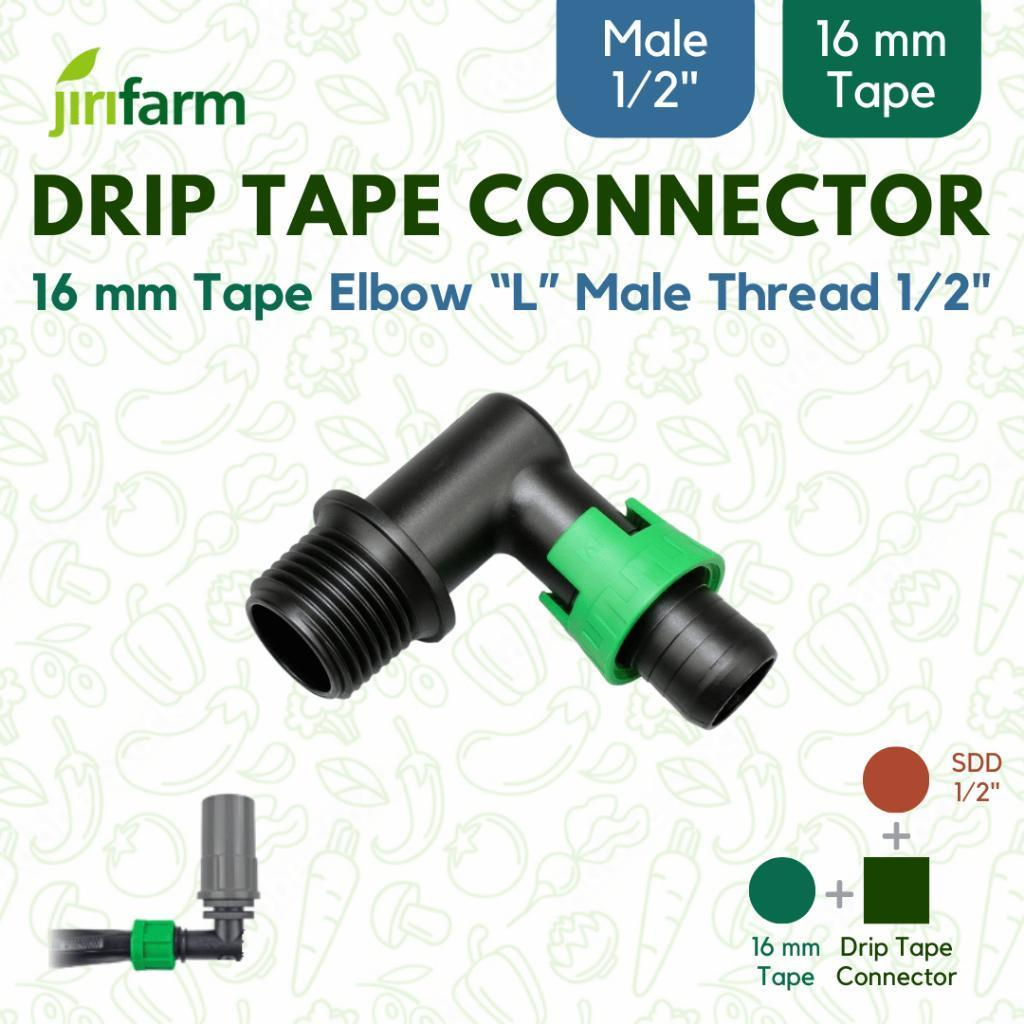 JIRIFARM - Driptape 16mm TE-1620 Male Thread 1/2" Lock Elbow