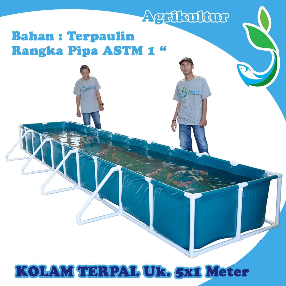 Jirifarm Kolam Terpal 500x100x50cm - Kolam Ikan Rangka Pipa ASTM - Terpaulin GRADE A