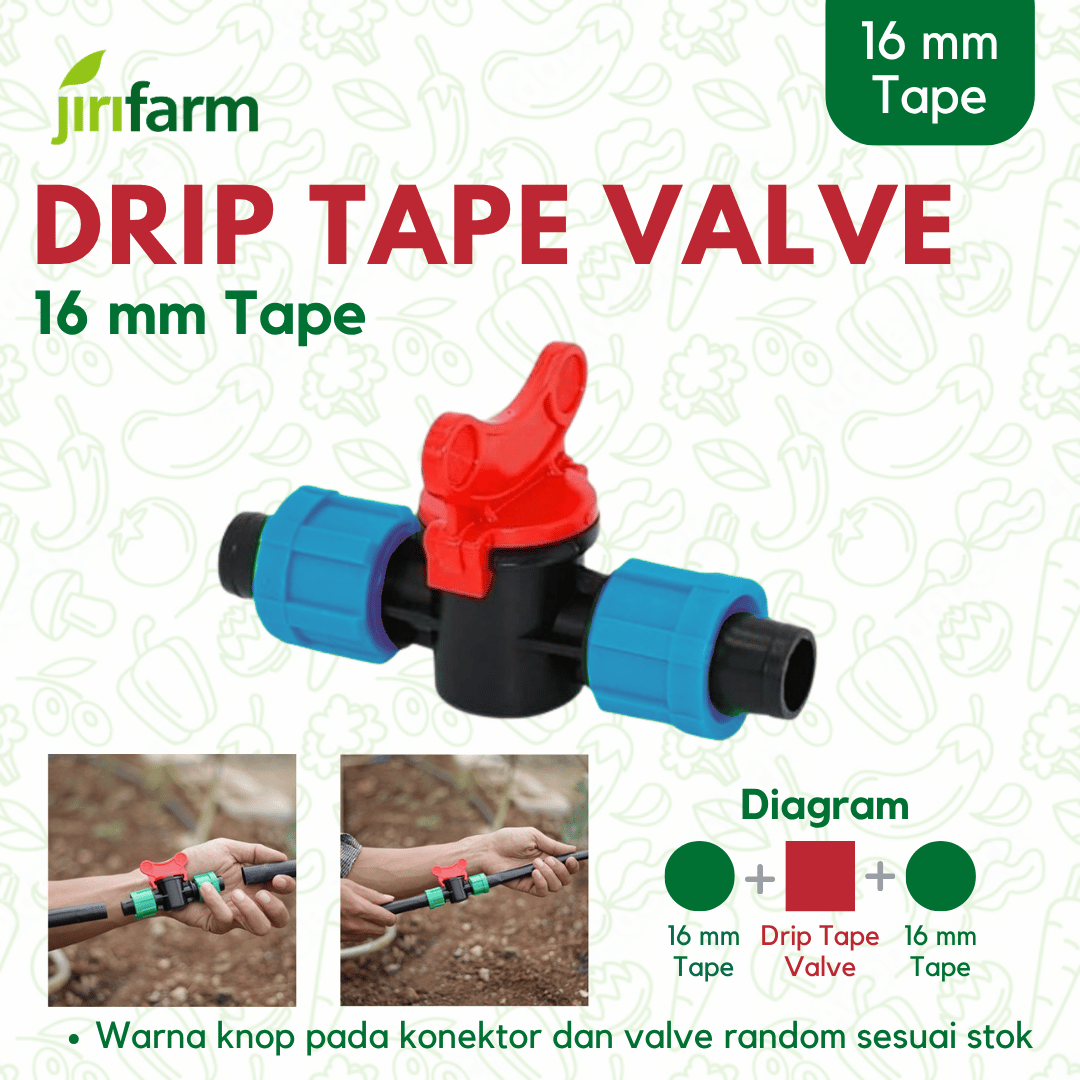JIRIFARM - Drip Tape Valve 16mm - Stop Keran 16 mm (Lock Nut Fitting)