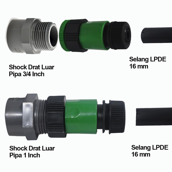 JIRIFARM -  Adapter Fitting/Drat/Keran ukuran 1" dan 3/4" ke selang 16 cm