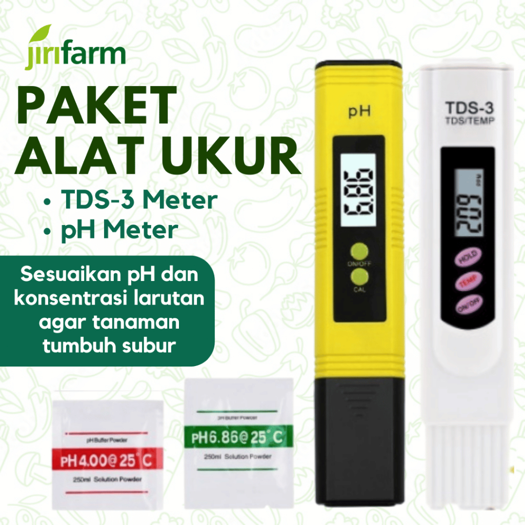 JIRIFARM - Paket Alat Ukur pH Meter + TDS-3 Meter untuk Ukur Nutrisi Hidroponik