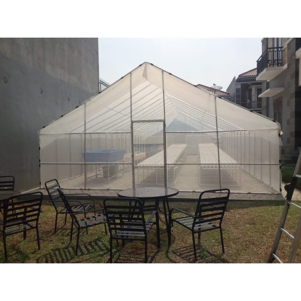 Greenhouse Hidroponik 7x15 Meter 2 Pintu (TANPA KIT HIDROPONIK)