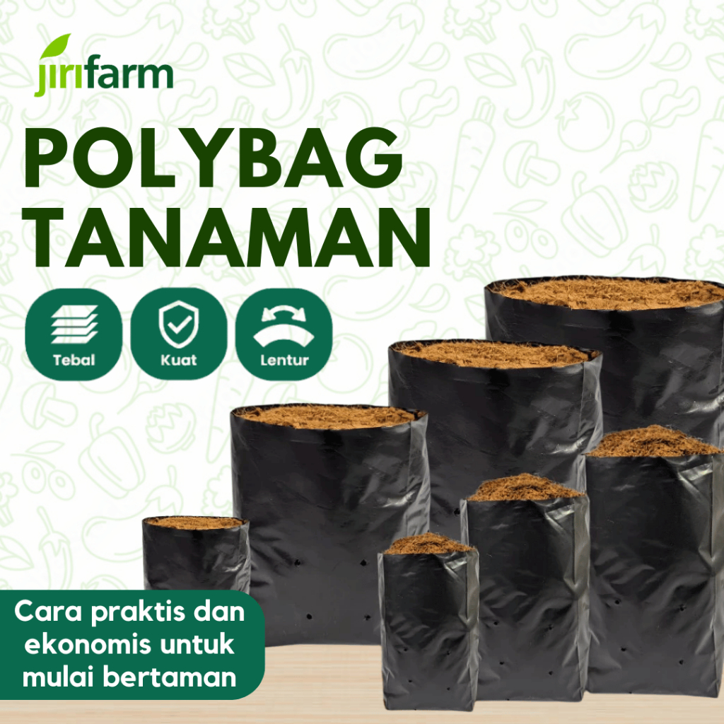 JIRIFARM - Paket Polybag 15 20 25 30 35 40 Kecil Besar Polibag untuk Tanaman Sayuran dan Buah