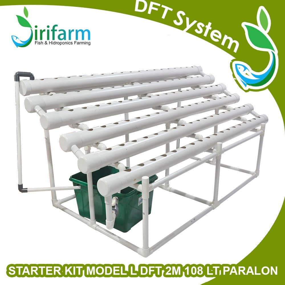 Paket tanam hidroponik Kit DFT tipe L Datar 2M 108 LT PARALON