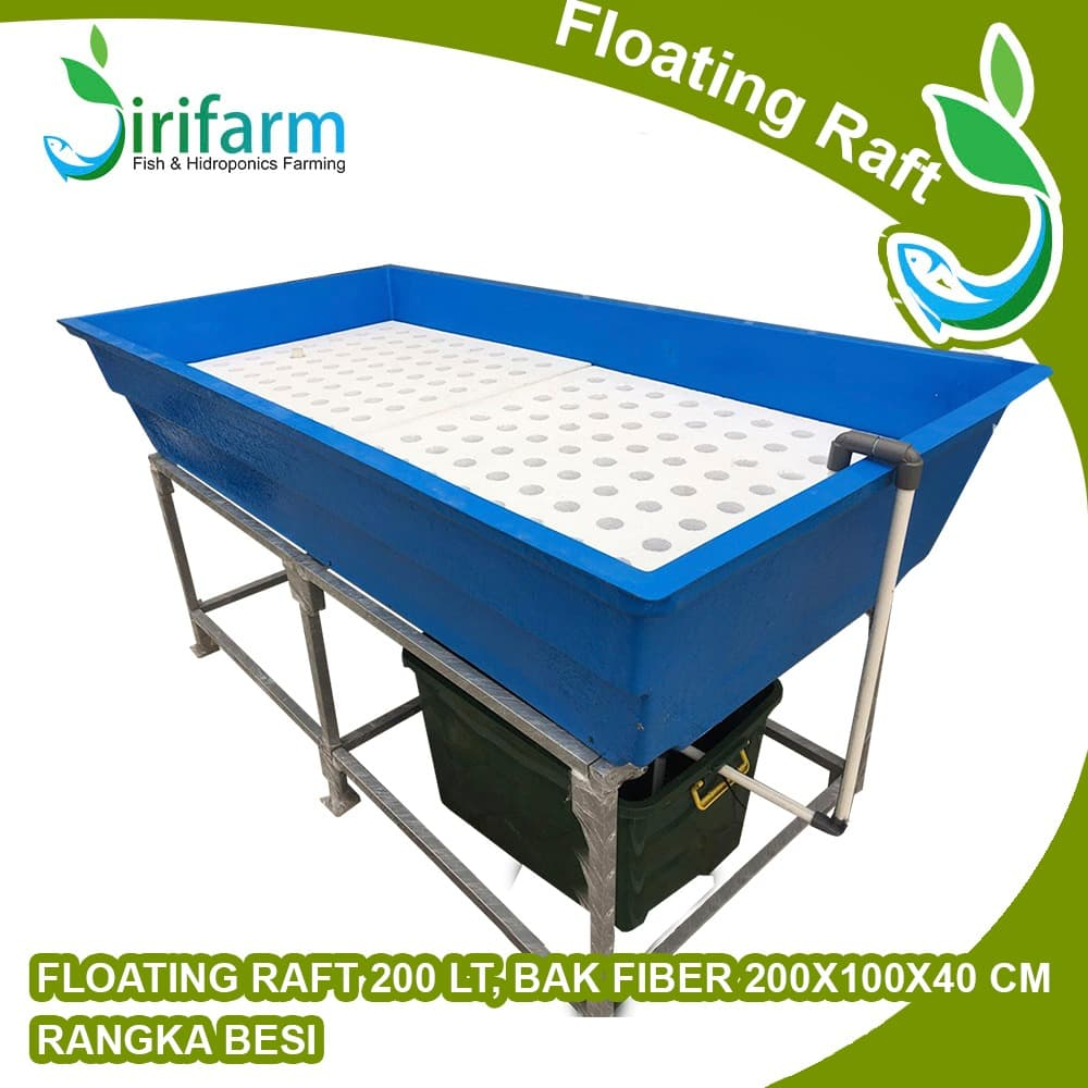 Paket Tanam Hidroponik Floating Raft bak Fiber uk 2x1 M Rangka besi