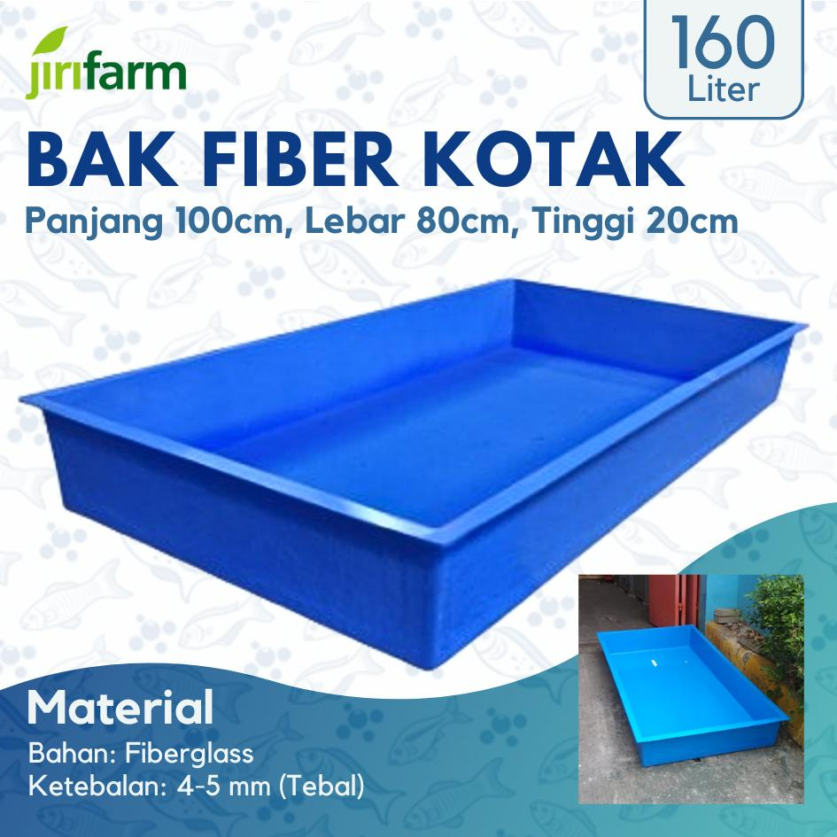 JIRIFARM - Bak Kolam Ikan Fiber Kotak Persegi 100 X 80 X 20 cm 160L Liter Koi Tebal
