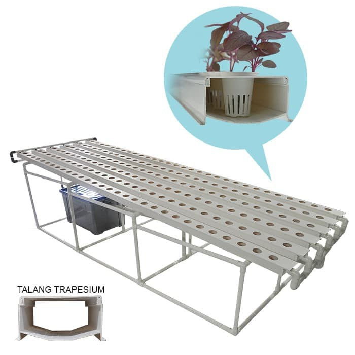 Jirifarm (12368) Starterkit Hidroponik NFT 4 Meter Horisontal 240 LT Talang Trapesium