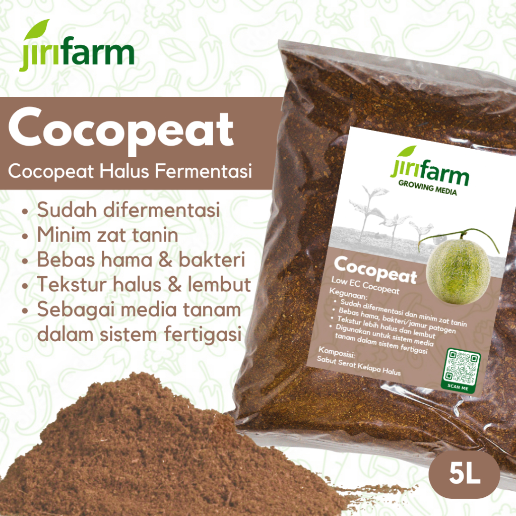 JIRIFARM - Cocopeat Fermentasi 5 Liter / Serabut Kelapa Halus  Media tanam Coco Peat 5L