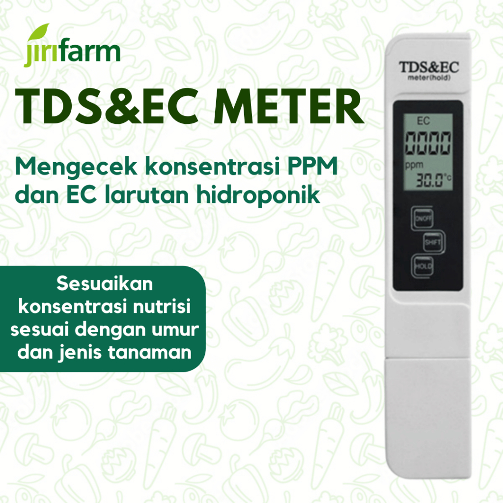 JIRIFARM - Alat Ukur Hidroponik TDS EC Tester Meter Kualitas Kadar PPM Air Minum