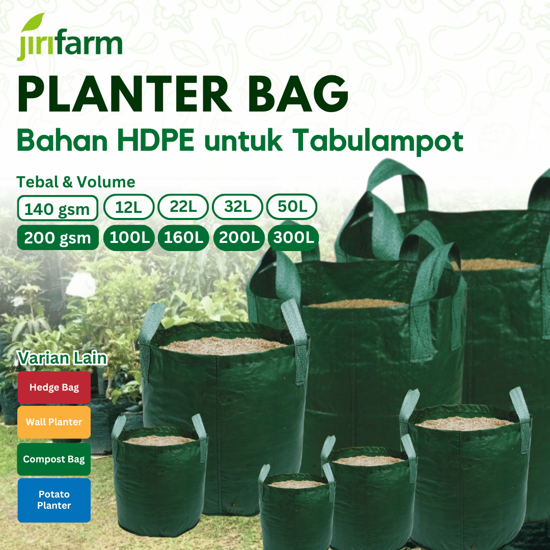 JIRIFARM - Planter Bag Hijau 25 50 75 100 160 200 Liter HDPE Wall Planter Pot Pohon Tabulampot Hedge Bag