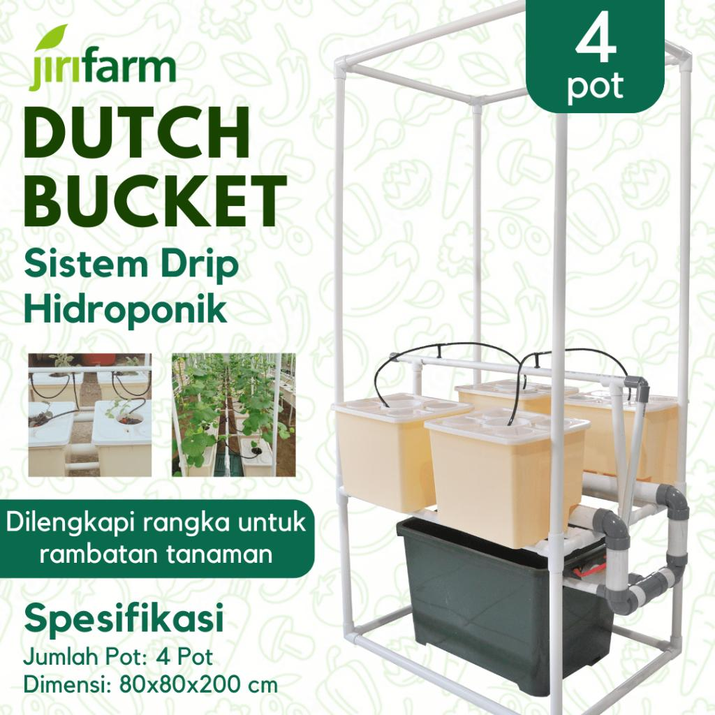 JIRIFARM - Sistem Hidroponik Dutch Bucket 4 Pot dengan Fitting Atas Rambatan