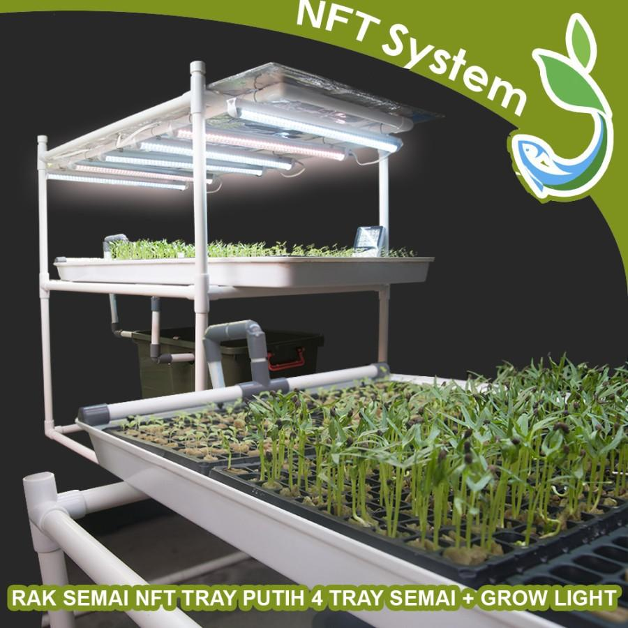 Hidroponik Paket Kit SEMAI NFT TRAY PUTIH 4 TRAY SEMAI + GROW LIGHT