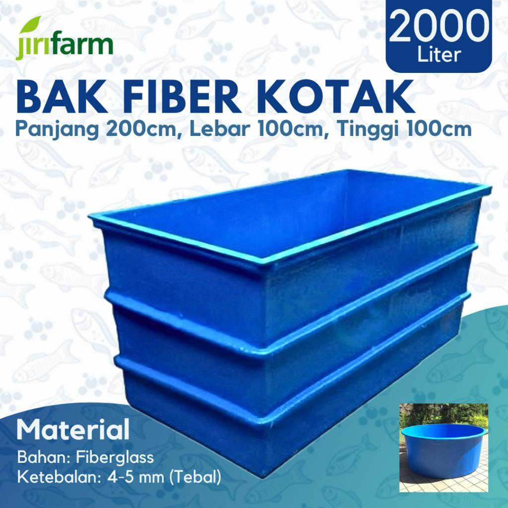 JIRIFARM - Bak Kolam Ikan Fiber Kotak 2.000 L, 200x100x100 Persegi Liter Koi Tebal