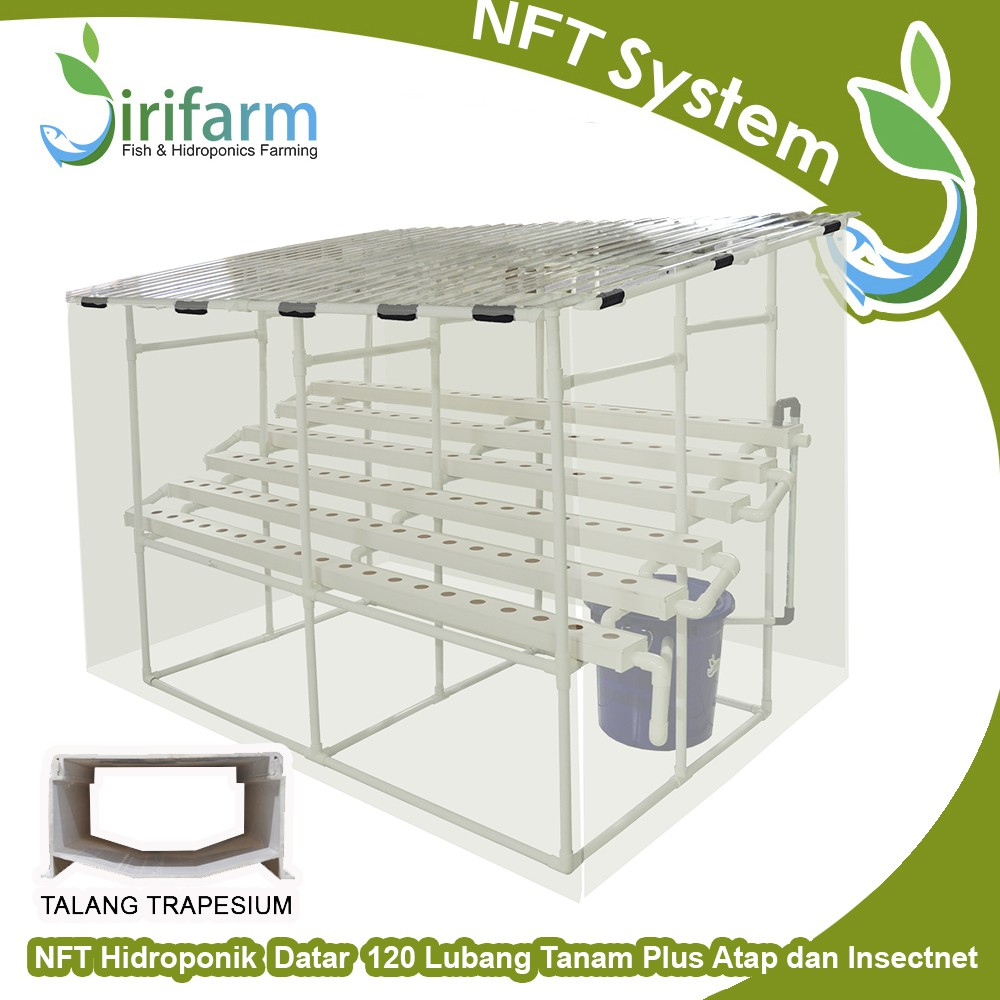 Paket Tanam Hidroponik NFT 2 Meter 120 LT w/ Solartuff Plus Insectnet