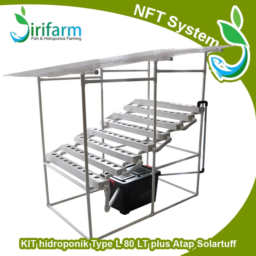 Paket Tanam Hidroponik NFT Type L 1 Meter 80 LT Dengan Atap Solartuf