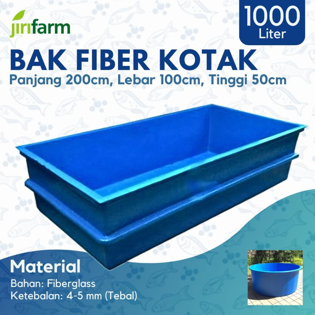 JIRIFARM - Bak Kolam Ikan Fiber Kotak 1.000 L, 200x100x50 Persegi Koi Tebal