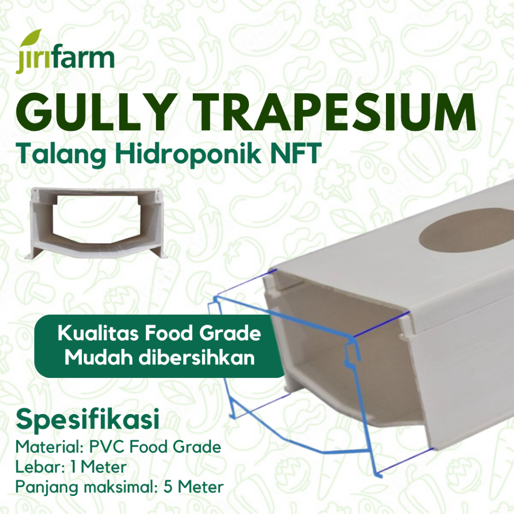 JIRIFARM - Gully / Talang Hidroponik Trapesium Food Grade Import per Meter
